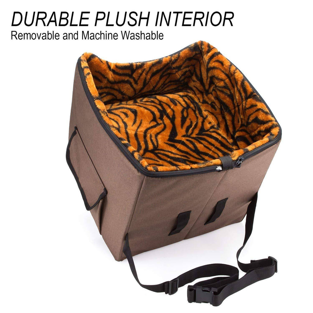 Pet Car Seat with Adjustable Straps, Solid Foam Base, Attached Tether Strap U289