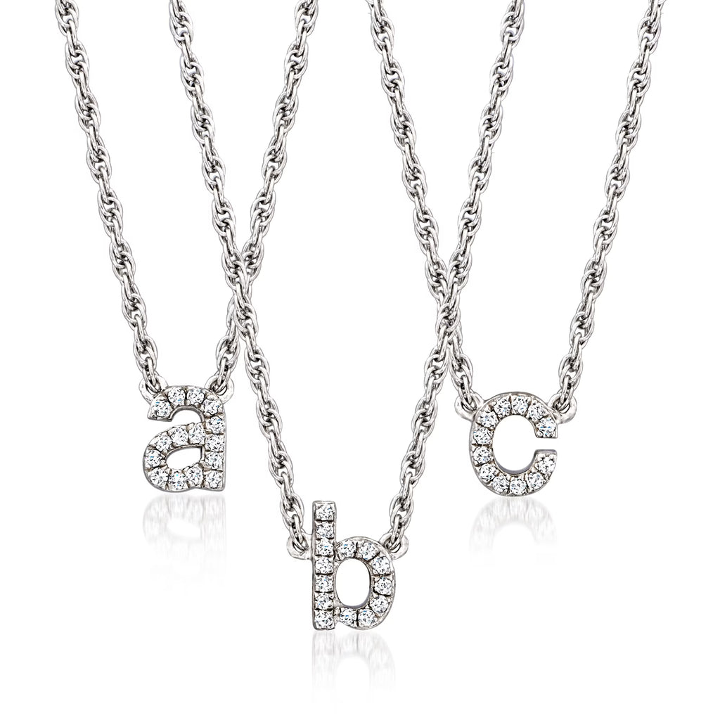 Diamond Accent Mini Initial Necklace in Sterling Silver W473