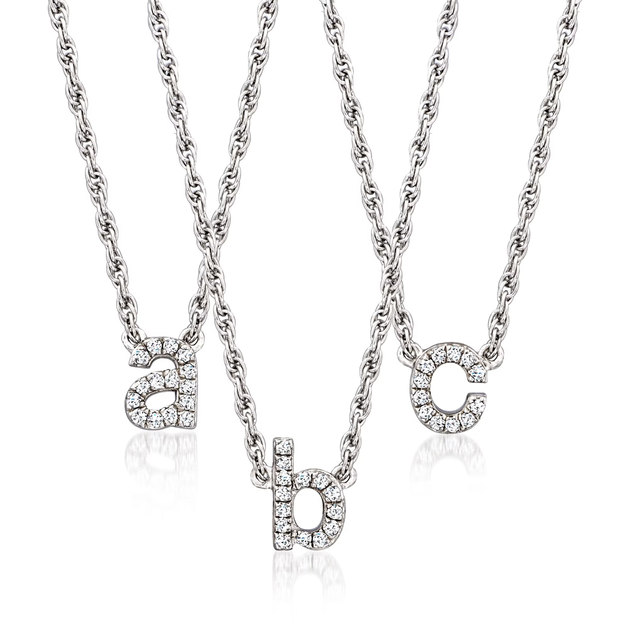 Diamond Accent Mini Initial Necklace in Sterling Silver W473